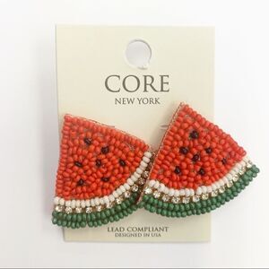 Bohemian Beaded Watermelon Slice Post Earrings